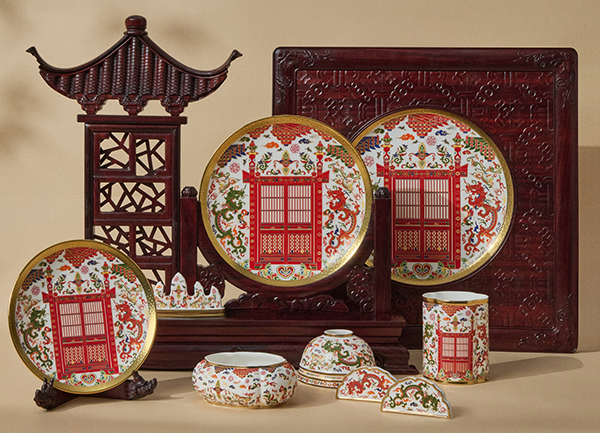 祥瑞礼序 “祥瑞礼序”红木瓷器文化礼盒"Prosperity and Auspiciousness" Redwood Porcelain Cultural Gift Box-"Wu Tou Gate" in the "Construction Rules" porcelain plates