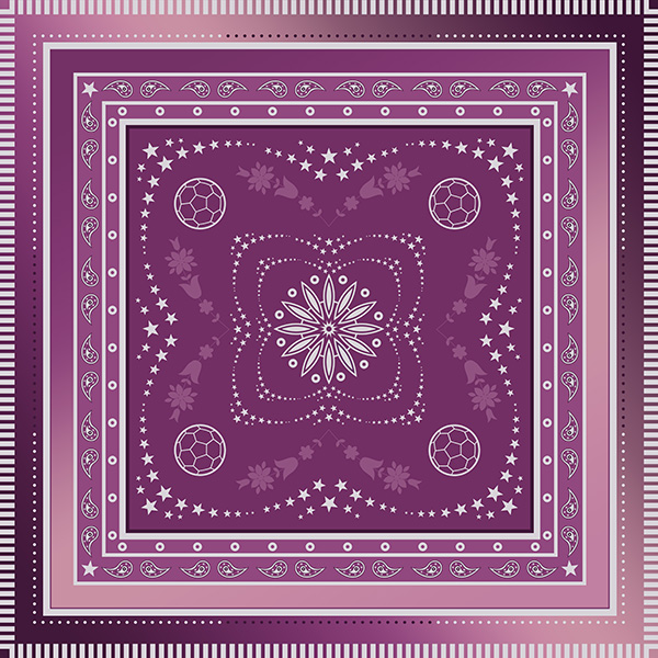 “星穹绿茵”紫色斜纹绸窄长条丝巾（"Star Sky Green Grass" Purple Striped Silk Narrow Strip Scarf）